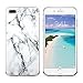ULAK iPhone 8 Plus Case, Marble iPhone 7 Plus Case, Clear with Marble Design Slim Shock Absorbing Flexible Glossy TPU Soft Bumper Case 4H PET Hard Back Cover for Apple iPhone 7 Plus/iPhone 8 Plus