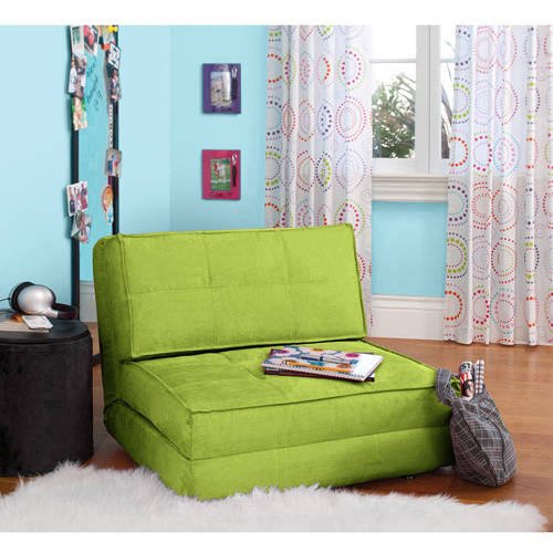 Flip Chair Convertible Sleeper Dorm Bed Couch Lounger Sofa in Green Glaze