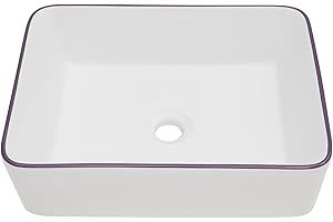 Vessel Sink Rectangular - Lofeyo 16 Inch Bathroom Vessel Sink Rectangular White Purple Ceramic Above Counter Porcelain Lavatory Vanity Sink Basin