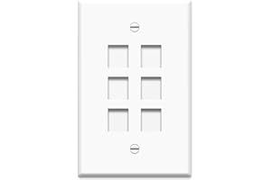 ON-Q Legrand - OnQ 6 Port Wall Plate, Oversized Wall Plate, Single Gang Wall Plate, Large Wall Plate Is High-Impact, Flame Retardant Plastic, Easily Covers Drywall, White, WP3306WH