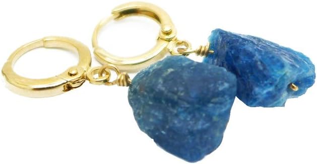 Blue Apatite Gemstone Drop Earrings Gold or Silver