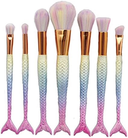 SweetyRose 7 PCS Fish Tail Makeup Brush Set Cosmetic Eyeliner Eyebrow Makeup Brushes Tools (Style Six, Pink)