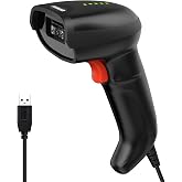 Symcode USB Barcode Scanner Handheld Wired Automatic Bar Code Scanner with Long USB Cable for Mobile Payment, Convenience Store, Supermarket, Warehouse