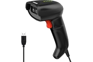 Symcode USB 2D Barcode Scanner Handheld Wired Automatic QR Code Scanner PDF417 Data Matrix Bar Code Scanner with Long USB Cable for Mobile Payment, Convenience Store, Supermarket, Warehouse