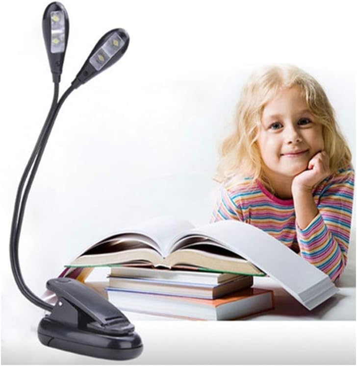 Horuhue Book Lamp Folding Portable Desk Light USB Rechargeable Book Light Flexible Bendable 4 LED Reading Orchestra Piano Music Score Light (Battery Not Included)