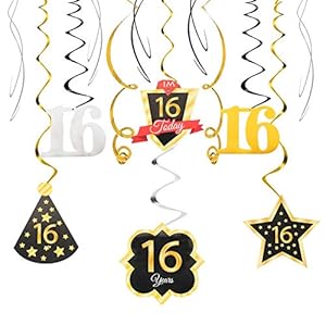 LINGTEER Happy 16th Birthday Swirl Streamers