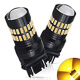 AUXITO Amber Yellow 3157 LED Bulbs Extremely Bright 48-SMD 4014 LED Chipsets 3156 3057 4057 4157 LED Bulbs with Projector for Turn Signal Lights (Pack of 2)