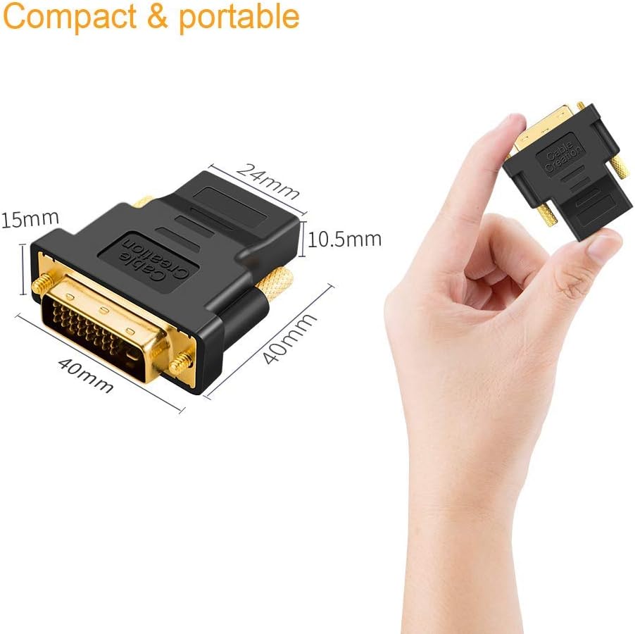 CableCreation DVI to HDMI Adapter,2-Pack Bi-Directional DVI Male to HDMI Female Converter, Support 1080P, 3D for PS3,PS4,TV Box,Blu-ray,Projector,HDTV: Computers & Accessories