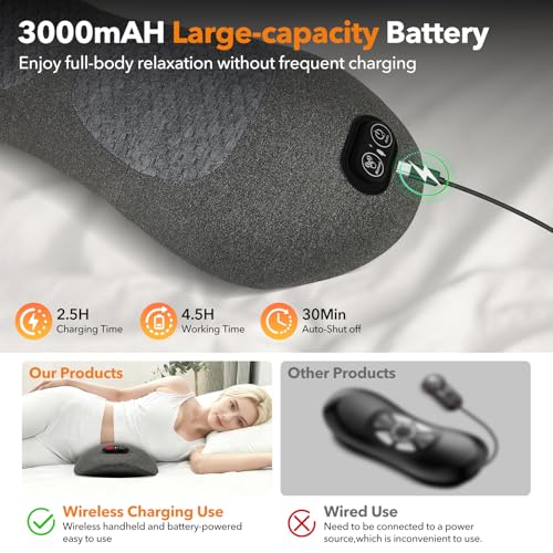 Smooth Spine Triple Fusion Back Massager with Heat - Sciatica Pain Relief & Spine Decompression Device, Deep Tissue Massager for Lower Back Pain, Office Chair and Home (Black)