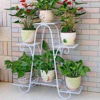 Truphe Planter Stand/Flower Pot Stand Gamla Stand Indoor/Outdoor Plant Stand (Marvel White)