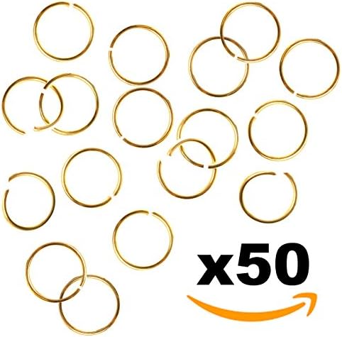 Bling Rings - 50 Hair Rings for Pierced Braid &amp; Dreadlock Decoration - Hair Loop Clips - Girl Jewelry Accessories - Jump Rings 15m - Gold &amp; Silver (Gold)
