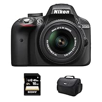 Nikon D3300 DSLR 24.2 MP HD 1080p Camera with 18-55mm Lens Black Kit Includes camera, bag and 16GB SHCH memory card