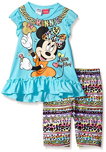 Disney Little Girls' Minnie Bike Short Set, Blue, 5