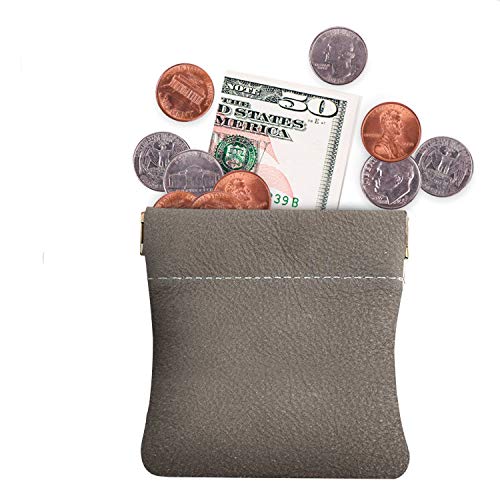 Genuine Leather Squeeze Coin Purse, Pouch Made IN U.S.A. Change Holder For Men/Woman Size 3.5 X 3.5 - Thumbnail 5