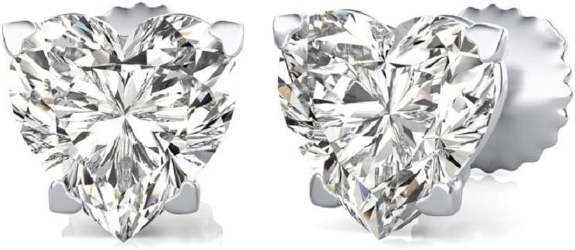Heart Shape Prong D/VVS1 Diamond Lovely Heart Shaped Fancy Party Wear Solitaire Stud Earrings Gift For Women's & Girls .925 Sterling Sliver(4mm to 8MM)