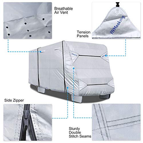 RVMasking Upgraded Waterproof Class C RV Cover, Windproof Camper Cover