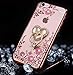 iPhone 8 Plus Case,iPhone 7 Plus Case,ikasus Pink Butterfly Flower Glitter Bling Crystal Rhinestone Diamond Clear Rubber Rose Gold Plating Kickstand Soft TPU Cover Case for iPhone 8 Plus / 7 Plus