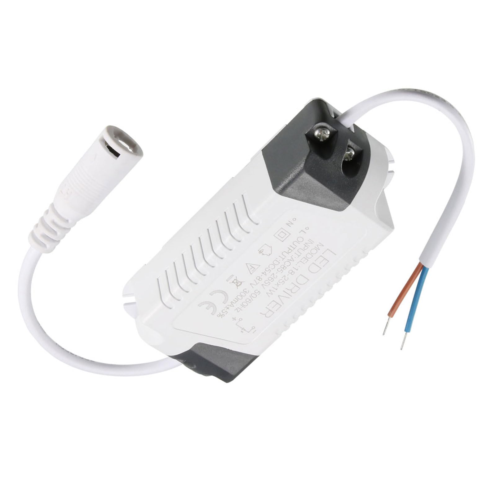 YOKIVE 18-25W Constant Current 300mA LED Driver, AC 85-265V Come with DC Connector | Short Circuit Protection, Great for LED Display (Output 54-87V)