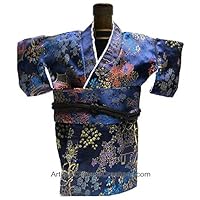 Chinese Home Decor/Chinese Gifts: Silk Kimono Wine Bottle Holder - Blue