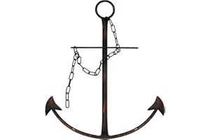 FLEECY DAY Nautical Anchor Wall Decor, Antique Metal Anchor Art Wall Decor With Chain for Bedroom Living Room Dorm Home/13" Antique Anchor with Chain Wall Decor, Antique Metal Anchor Farmhouse Decor (Vintage)