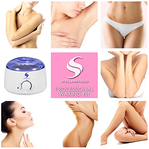 Electric Waxing Kit - Includes 4 Different Hard Wax Beans 100g/Bag (Strawberry, Rose, Lavender, Honey) 30 Applicator Sticks - Professional Hair Removal at Home! depilatory beans safe for Men & Women