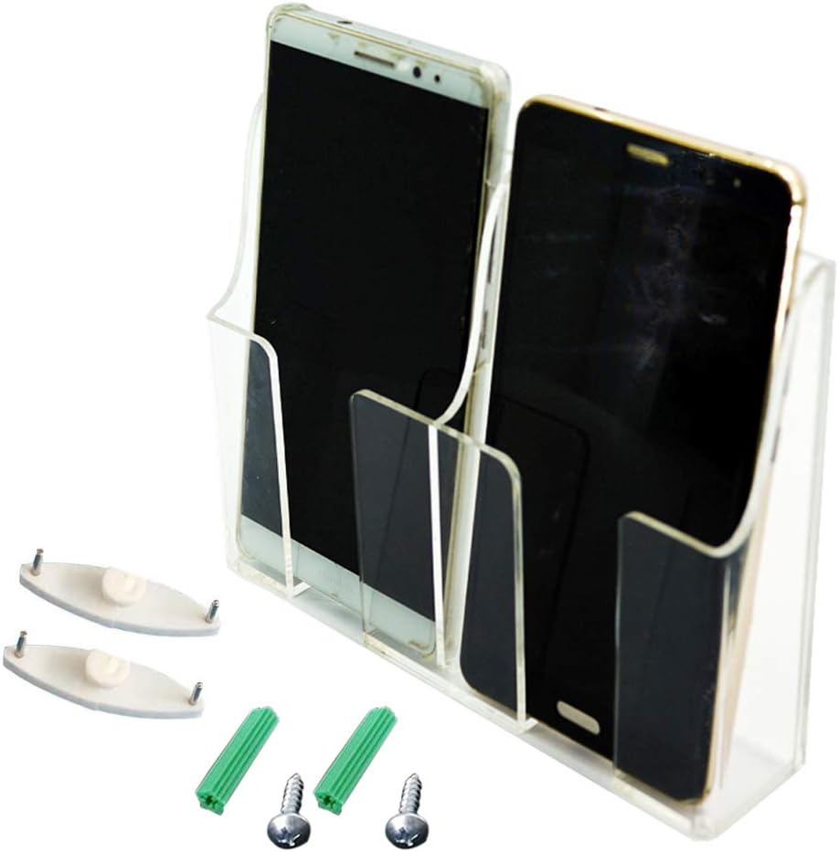 Zmmyr Media Organizer Storage Box Acrylic Transparent Wall Mount Mobile Phone Holder Remote Control (Two Grid)
