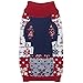 Blueberry Pet Ugly Christmas Reindeer Dog Sweater Turtleneck Holiday Family Matching Clothes for Dog, Tango Red & Navy Blue, Back Length 20