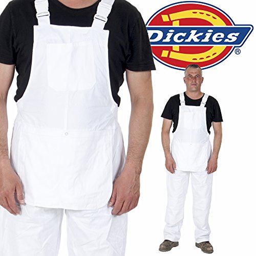 Dickies - Painters Bib and Brace - White, Mens work Bib Overalls