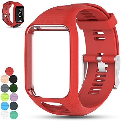 Feskio Accessory Replacement Soft Silicone Gel Watch Band Wristband Strap Sport Bracelet for Tomtom Runner 2 / Runner 3 / Spark 3 / Adventurer/Golfer 2 Sports GPS Running Smartwatch (One Size)