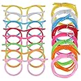 8PCS Silly Straw Glasses, Reusable Fun Loop Drinking Straw Eye Glasses, Novelty Eyeglasses Straw for Party Annual Meeting Parties Birthday (8 Colors)