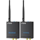 YMOO 2.4Ghz Wireless Audio Transmitter Receiver (1 TX+1 RX) for Home Audio | 20ms Ultra Low Latency 320ft Long Range RCA Jack Adapter for Powered Speaker/Soundbar to TV/PC/CD Player/Computer/Projector