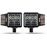 Abrams Snow Plow Lights Anti Freeze/Anti Icing Function LED Combination Pedestal HeadLight Kit - Heated Lens Heavy-Duty ATV Snow Plow Truck Snowplow Road Side Safety Universal Snow Thrower Accessory