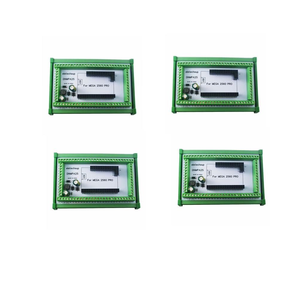 eletechsup MEGA2560 PRO DIN Rail Expansion Board DC-DC 5V 2A Converter 3.96mm Mount Screw Terminal Block Adapter Module DNMPA25 for Arduino (with Rail Box, 4 apcs)