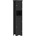 ChooChoo 67" Tall Bathroom Storage Cabinet Freestanding with Adjustable Shelves, Narrow Storage Linen Cabinet with 2 Doors and 1 Drawers for Bathroom, Living Room, Kitchen, Black
