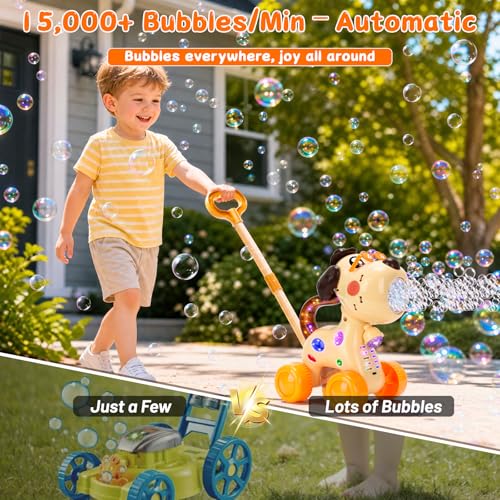 QASUN 2 3 4 Year Old Girl Boy Gifts, 15000+ Bubbles/Min Machine for Kids, Outdoor Garden Bubble Toys with Lights, Toys for 2 3-5 Year Old Girls Boys Indoor, Birthday, Wedding, Party