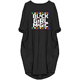 WbJetr Women Black Girl Magic Long Sleeve Loose Pocket Oversize Tunic Dress Tops