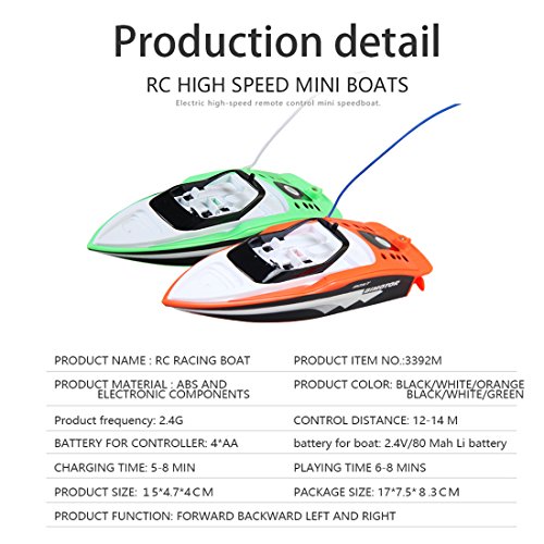YIFAN Remote Control Boat, Kids Adults Mini High-Speed Series SpeedBoat for Pool and Lakes Outdoor Use, 5.9"x1.9"x1.6"(Orange)