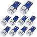 YITAMOTOR 10x Blue T10 194 LED Light Bulb, 168 175 2825L 906 W5W LED Non-Polarity Car Bulbs for RV Interior Exterior Lights Map Door Trunk License Plate Lamp Light