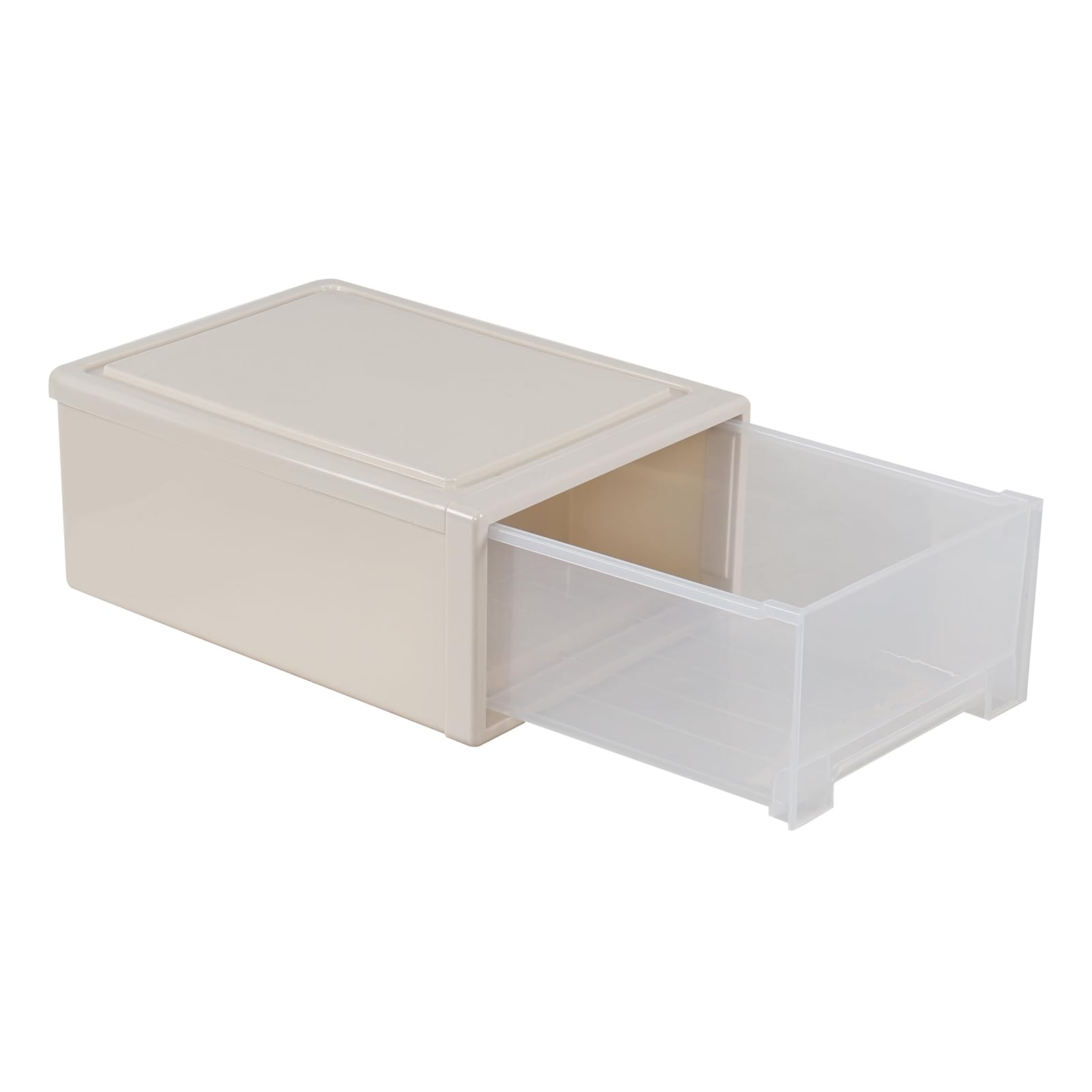 Qqbine 19.5 Litre Clear Stacking Storage Drawer Unit Plastic, Large Plastic Drawers, 1 Pack