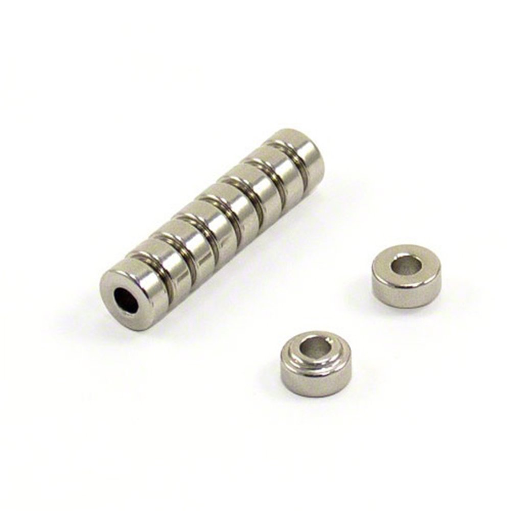 FIRST4MAGNETS SP834R-10 8.16mm O.D. x 3.5mm I.D. x 4.3mm Thick N50 Neodymium Ring Magnet C/w 6mm Dia x 0.8mm Outer Step-1.2kg Pull (Pack of 10), Set of 10 Pieces
