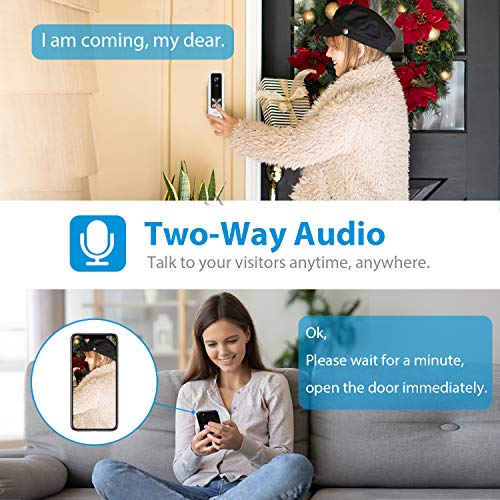 WiFi Video Doorbell, NGTeco Wireless Security Doorbell Camera, 1080P Wide Angle, 2-Way Audio, IP65 Waterproof, Motion Detection, Night Vision for Home Security