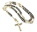 Men's Hip Hop Shamballa Jesus Cross Rosary Acrylic Beaded Long Fashion Necklace (Gold/Black)