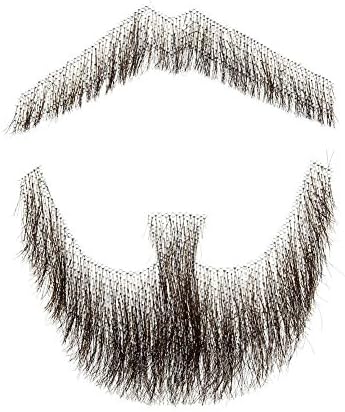 Kinbelle Full Hand Tied Human Hair Men Fake Mustache Beard Makeup for Entertainment Party Movie Prop Gift #3 Brown