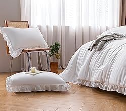 JANZAA Queen Comforter Set White Comforter 3PCS