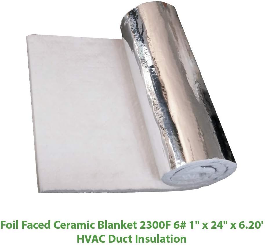 Foil Faced Ceramic Blanket (2300F 6#) (1" X 24" x 6.20') for HVAC Duct Insulation