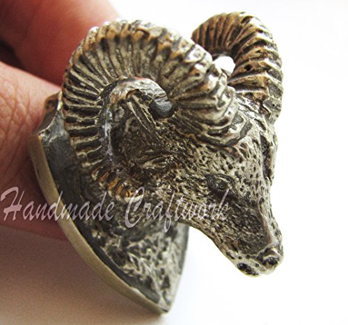 CooB - by Finger Guard & Knives Knife Pommel Bolster Silver/Bronze for Custom Handle Knife Making Lucky Dice Bead for KNIFE LANYARD, PARACORD BRACELETS in GIFT! (ARGALI) - Thumbnail 7