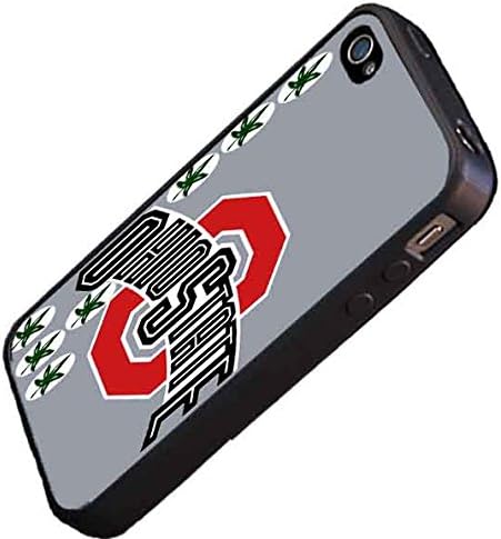 Ohio State Buckeyes with Grey (Gray) Background Custom Shockproof Rubber Case By S and S Accessories(TM) for iPhone 4 4S