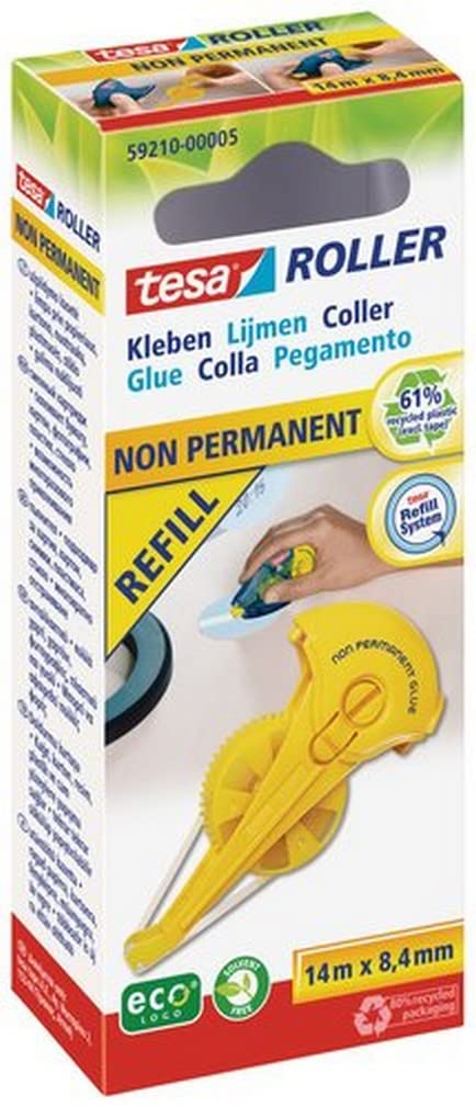tesa Recycled and Eco Friendly Non-Permanent 8.4mm x 14m Glue Rollser Refill (Pack of 5)