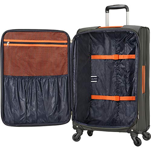 Nautica 3 Piece Luggage SetLightweight for Travel4, Grey/Orange Cas