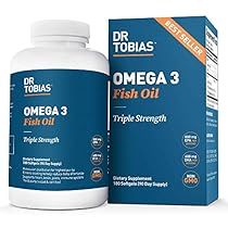 Dr Tobias Omega 3 Fish Oil Triple Strength, 2,000mg, Burpless, Non-GMO, NSF-Certified (180 Softgels)